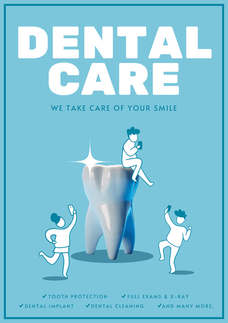Funny Dental Care Picture Poster Design Template