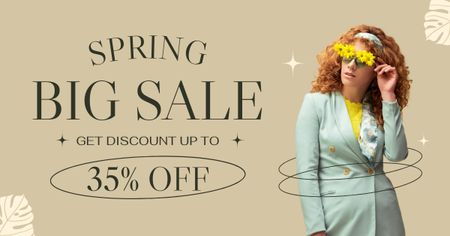 Spring Sale Announcement with Stylish Woman Facebook AD Design Template