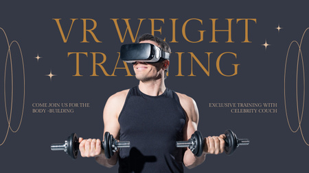 homem forte em óculos de realidade virtual jogando esportes Youtube Thumbnail Modelo de Design