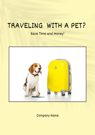 Adorable Beagle Sitting Near Suitcase Flyer A4 tervezősablon