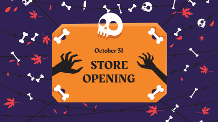 Halloween Store Opening Announcement FB event cover Modelo de Design
