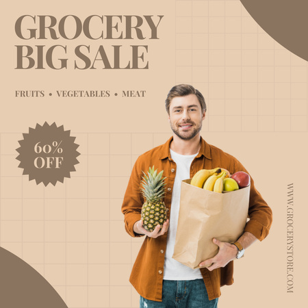 Platilla de diseño Big Sale of Grocery Grocery Store Animated Post