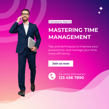 Time Management Consulting Services LinkedIn post Modelo de Design