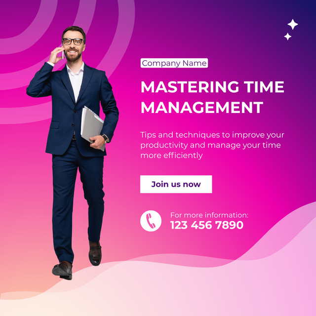 Plantilla de diseño de Time Management Consulting Services LinkedIn post 