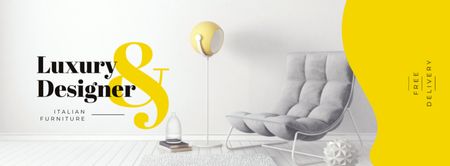 Designvorlage Gemütliches Luxus-Interieur mit weichem Sessel für Facebook cover