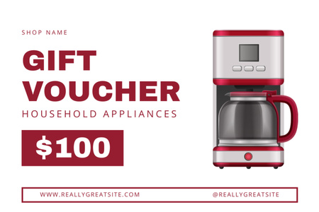 Household Appliances Voucher Red and White Gift Certificate Design Template