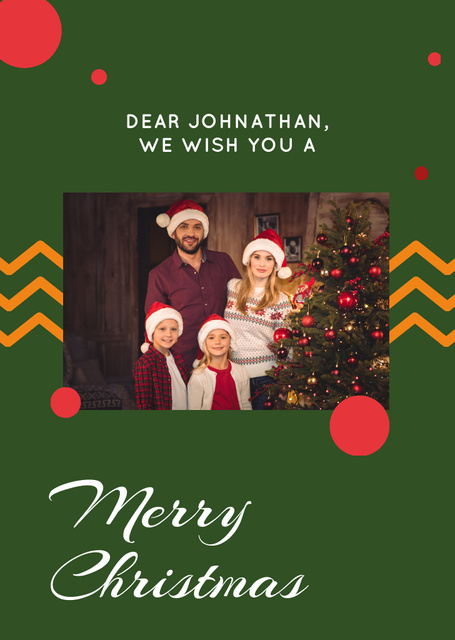 Christmas Greeting With Family In Santa Hats Postcard A6 Vertical Design Template