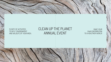 Ecological event announcement on wooden background FB event cover Modelo de Design
