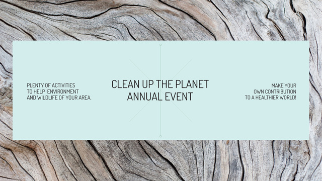 Ecological event announcement on wooden background FB event cover Design Template