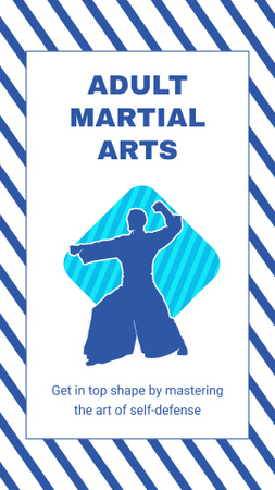 Plantilla de diseño de Anuncio de artes marciales para adultos con silueta de luchador Instagram Video Story 