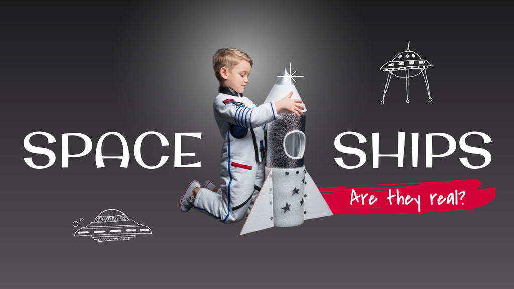 Education channel - Space Ships Youtube Thumbnail Šablona návrhu