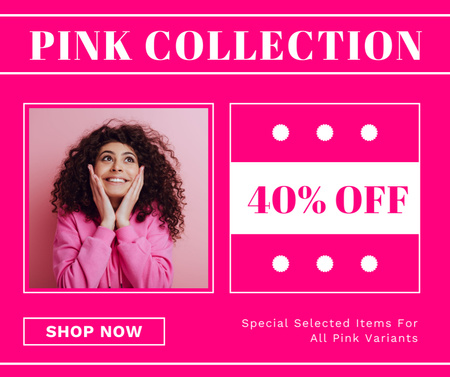 Nő boldog rózsaszín kollekció kedvezménnyel Facebook tervezősablon