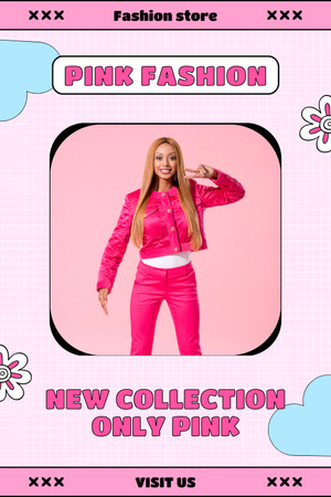 Modèle de visuel Vente de vêtements roses uniquement - Pinterest