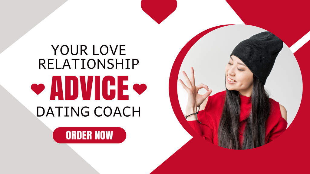 Dating Coach and Advisory Services Promo on Red FB event cover – шаблон для дизайну