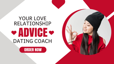 Dating Coach and Advisory Services Promo on Red FB event cover Design Template