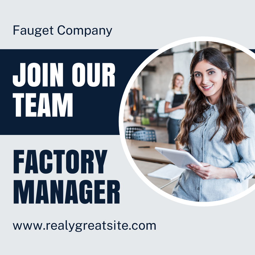 Factory Manager Hiring Ad LinkedIn post Design Template