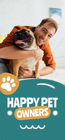 Plantilla de diseño de Hombre feliz abrazando Bulldog Francés Snapchat Moment Filter 