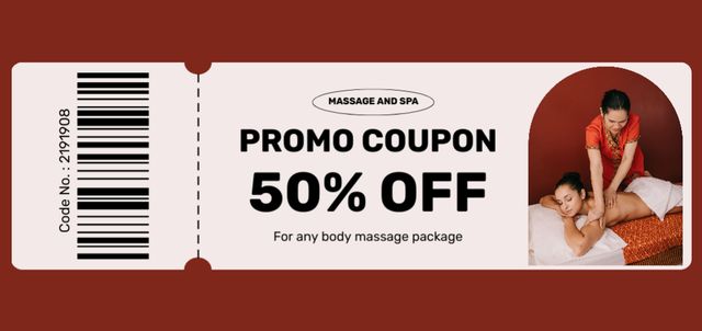 Women’s Spa Ad with Promo Voucher Coupon Din Largeデザインテンプレート