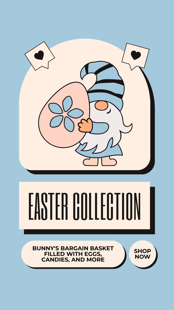 Easter Collection Promo with Cute Dwarf Instagram Story Πρότυπο σχεδίασης