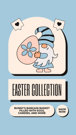 Modèle de visuel Promo de la collection de Pâques avec un nain mignon - Instagram Story