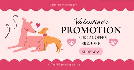 Special Offer for Pets on Valentine's Day Facebook AD Design Template