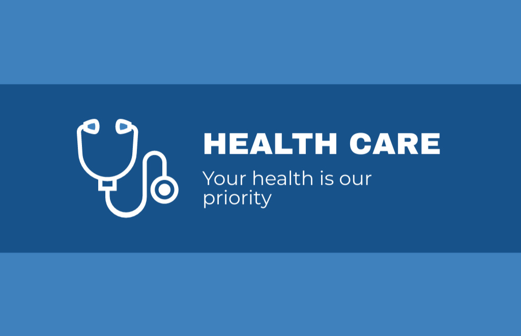 Healthcare Services with Emblem of Stethoscope Business Card 85x55mmデザインテンプレート