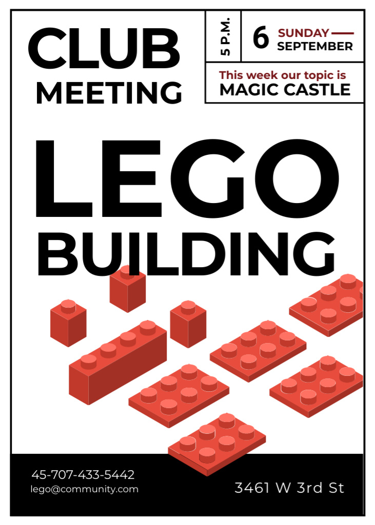 Plantilla de diseño de Lego Building Club Meeting Flayer 