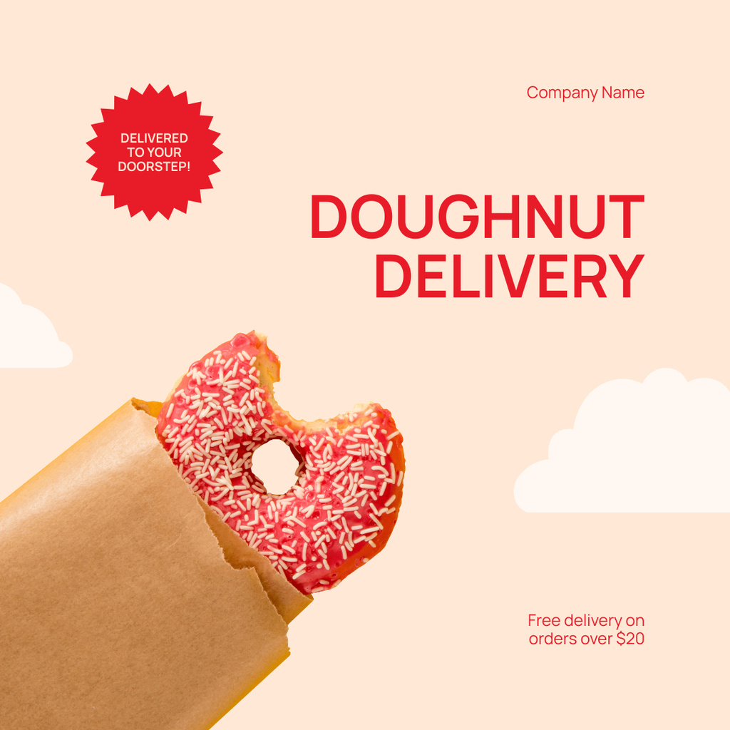 Doughnut Delivery Special Offer Instagram tervezősablon
