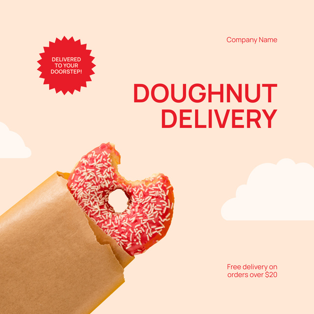 Doughnut Delivery Special Offer Instagram Tasarım Şablonu