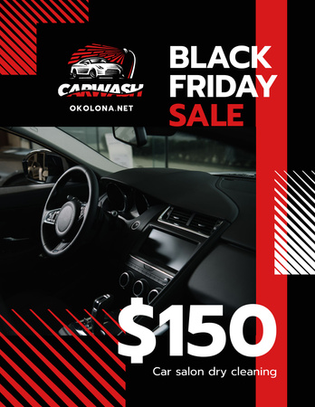 Black Friday Offer on Car Salon Cleaning Flyer 8.5x11in Design Template