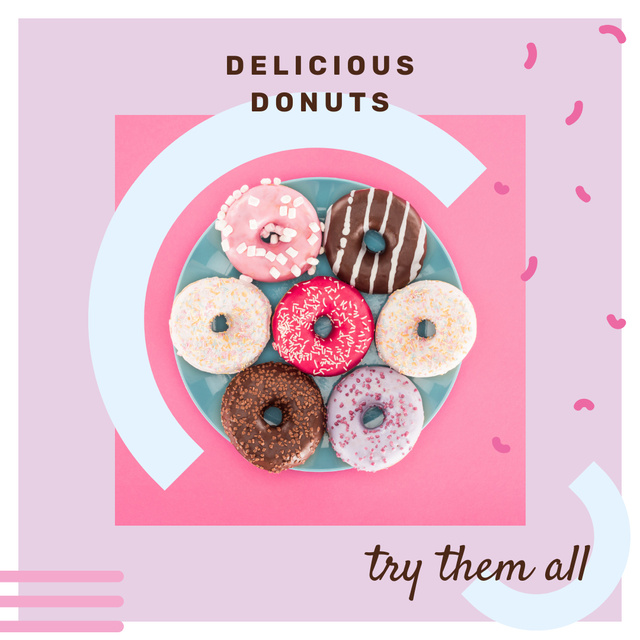 Bakery Ad Sweet Glazed Donuts Instagram AD Design Template