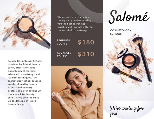 Makeup Course by Beauty Salon Brochure 8.5x11in Z-fold tervezősablon