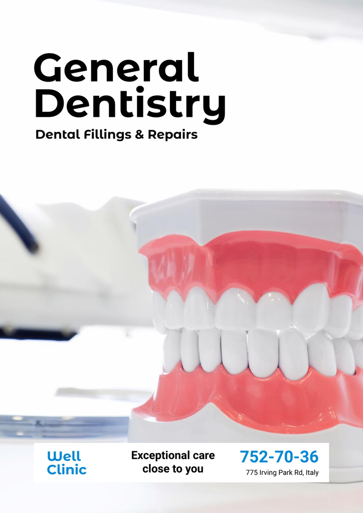 Dentistry Services Offer on White Poster Tasarım Şablonu