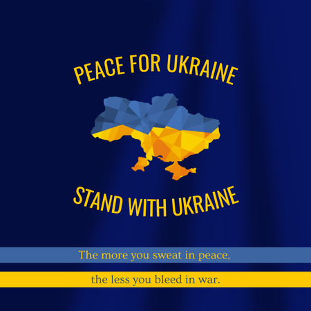Ukrajna térképe fellebbezéssel, hogy álljon Ukrajnával Instagram tervezősablon