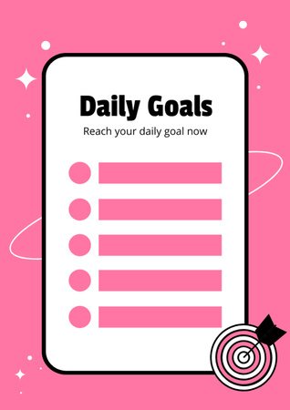Daily Goals with Target Icon on Pink Schedule Planner Design Template