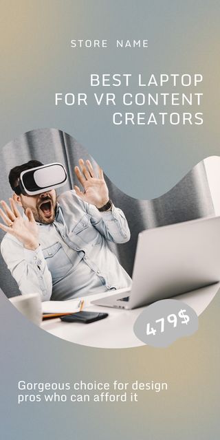 Gorgeous Laptop For VR Glasses Offer Graphic Design Template