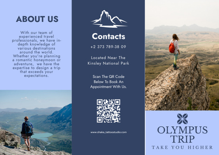 Template di design Offerta di escursioni in montagna con uno splendido scenario Brochure