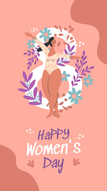 International Women's Day Greeting with Floral Illustration Instagram Story Design Template