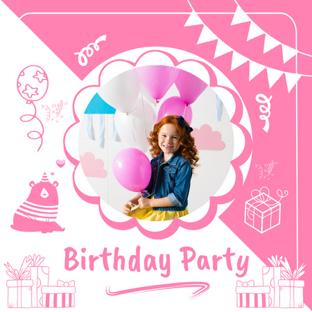 Ontwerpsjabloon van Photo Book van Birthday Party of Cute Little Girl