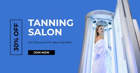 Discount on Tanning Session in Solarium for New Members Facebook AD Design Template