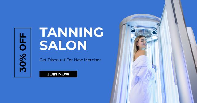 Discount on Tanning Session in Solarium for New Members Facebook AD Modelo de Design