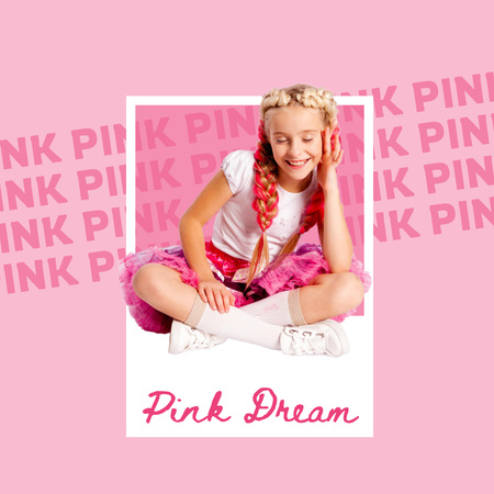 Cute Little Girl in Pink Outfit Instagram Tasarım Şablonu