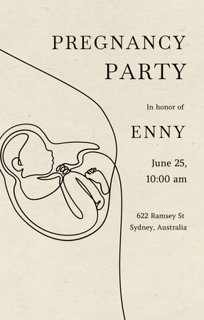 Pregnancy Party Announcement with Baby in Belly Invitation 4.6x7.2in Design Template