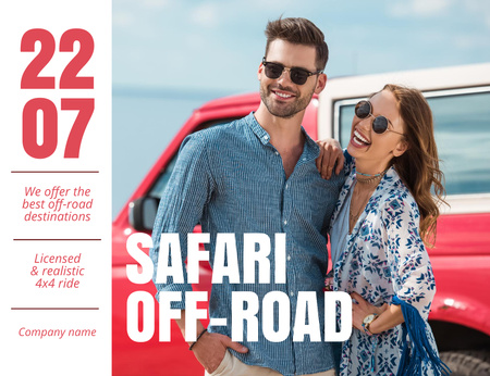Safari Off-Road Turu Teklifi Thank You Card 5.5x4in Horizontal Tasarım Şablonu