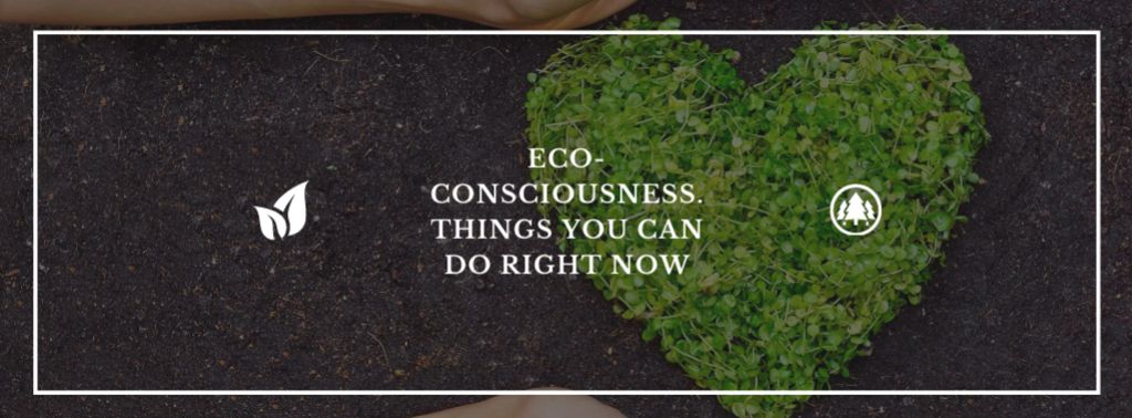 Plantilla de diseño de Eco Quote on Heart of Leaves Facebook cover 