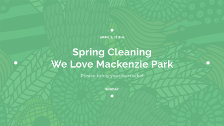 Spring Cleaning Event Invitation Green Floral Texture FB event cover Design Template