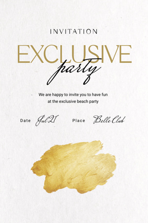 Ontwerpsjabloon van Invitation 6x9in van Exclusive Party Announcement with Golden Glitter