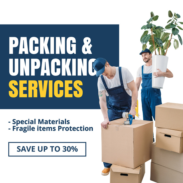 Ad of Packing and Unpacking Services with Special Materials Instagram AD Šablona návrhu
