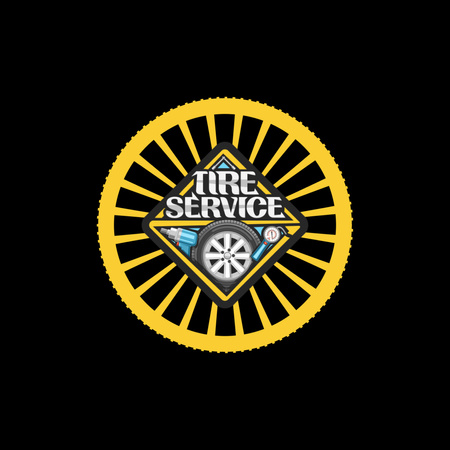 Tire Service Promotion in Black Animated Logo Design Template