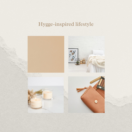Designvorlage Hygge inspirierte Lifestyle-Attribute für Instagram